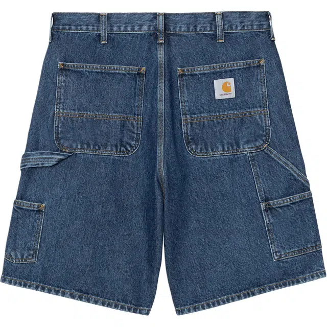 Carhartt WIP Logo Mid-Rise Zip Denim Shorts Blue