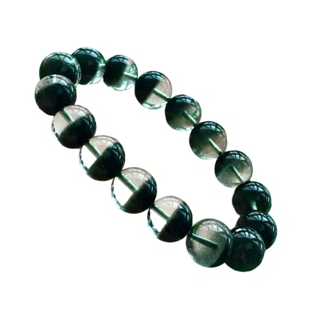 灵运宝 转运招财巴西聚宝盆手链 晶体通透 无红干净天然 绿幽灵 水晶手串 男女同款情侣款