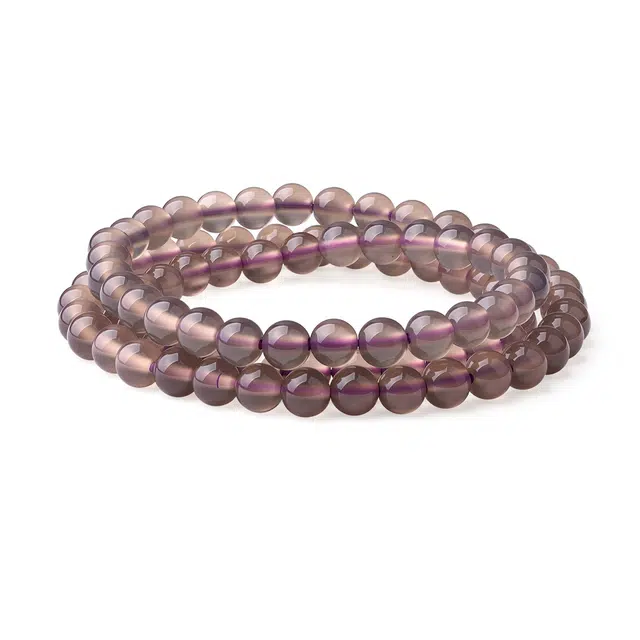 老庙 时尚烟灰色串珠三圈 新中式国风设计东方典雅温柔气质简约百搭#好运 玛瑙 手串 女款