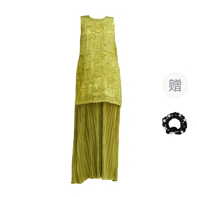 雾闪闪 法式海边出游度假风设计感圆领裙装套装 女款