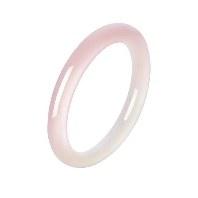 尚仟伊 【桃之夭夭 招桃花】郁金香胭脂半粉美人镯 森系渐变色桃花酿温婉显白古风旗袍汉服清冷感宫廷风#好运天然 玉髓 手镯 女款