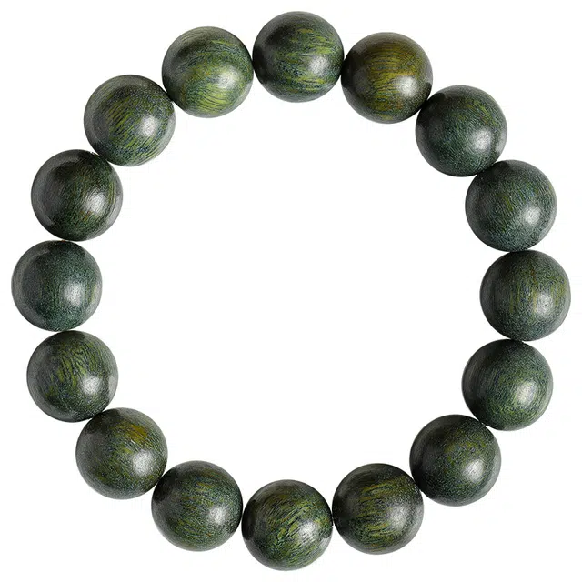 子婳 配饰静心念珠文玩可盘玩民族佛珠手链国潮时尚简约高端大气 绿檀 木作手串 男女同款情侣款