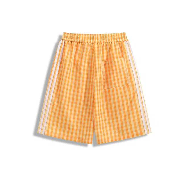 欧路得 美式撞色格子夏季薄款冰丝速干沙滩五分裤运动中裤休闲短裤 男款