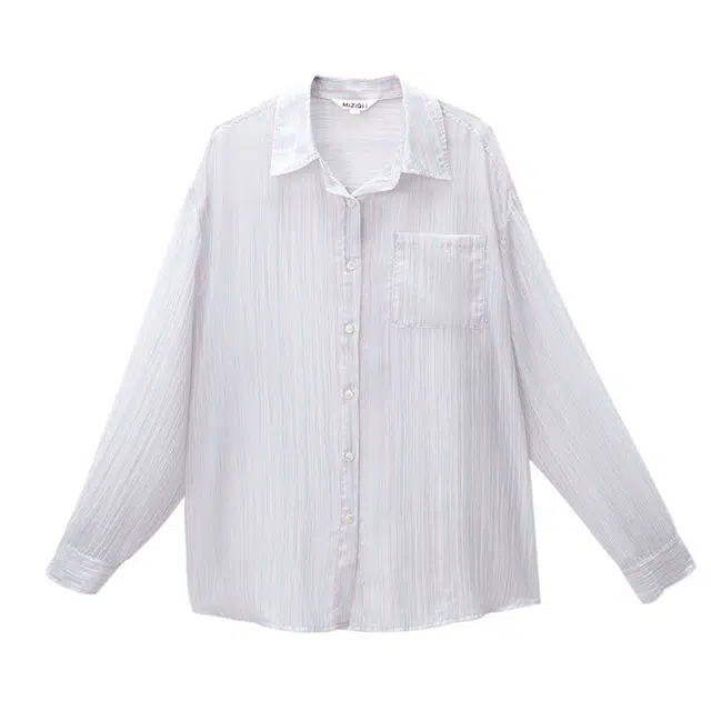 米子旗 条纹天丝微透防晒长袖衬衫 女款