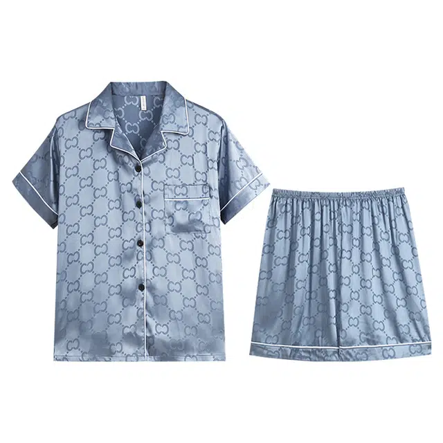 向薇 凉感翻领短袖可外穿家居服睡衣套装 男款