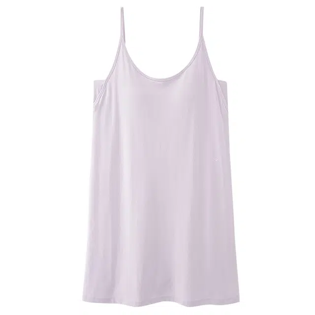 俏佳人 带胸垫纯色基础垂感柔软吊带背心亲肤休闲可外穿家居舒适透气睡裙 女款