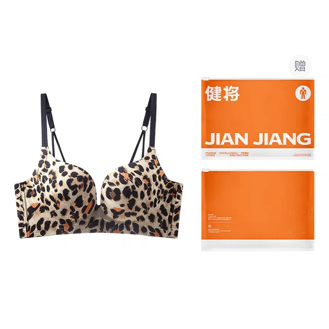 健将 豹纹内衣小胸聚拢显大收副乳防下垂美背无痕胸罩文胸 女款 礼袋装
