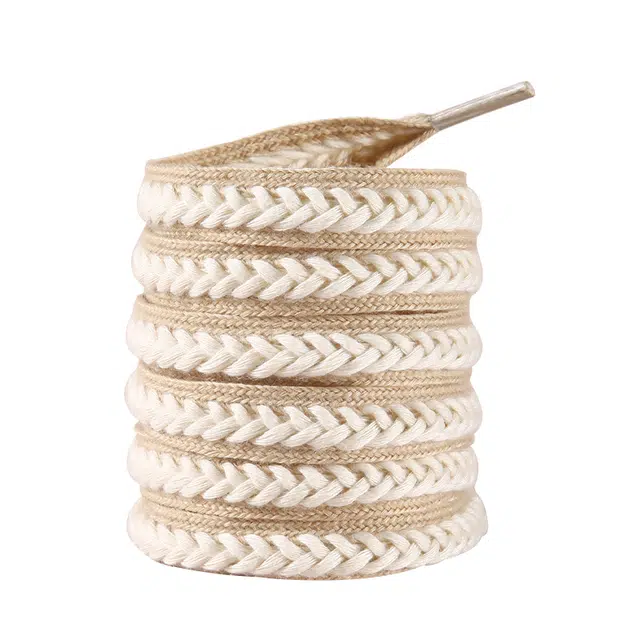 足印部落 麦穗编织扁平宽适配高低帮小白鞋德训鞋运动鞋 涤纶 鞋带 男女同款情侣款