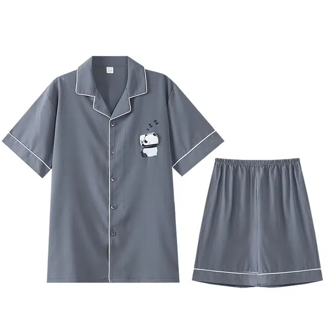 怀尔蔚 可外穿家居服翻领短袖五分裤睡衣套装 男款