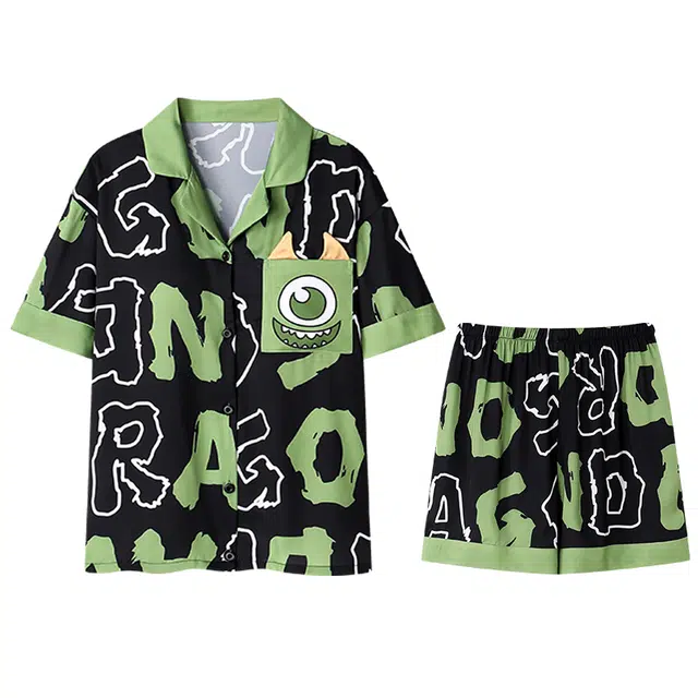 向薇 带胸垫一体冰丝短袖裤可爱薄款夏季睡衣套装 女款