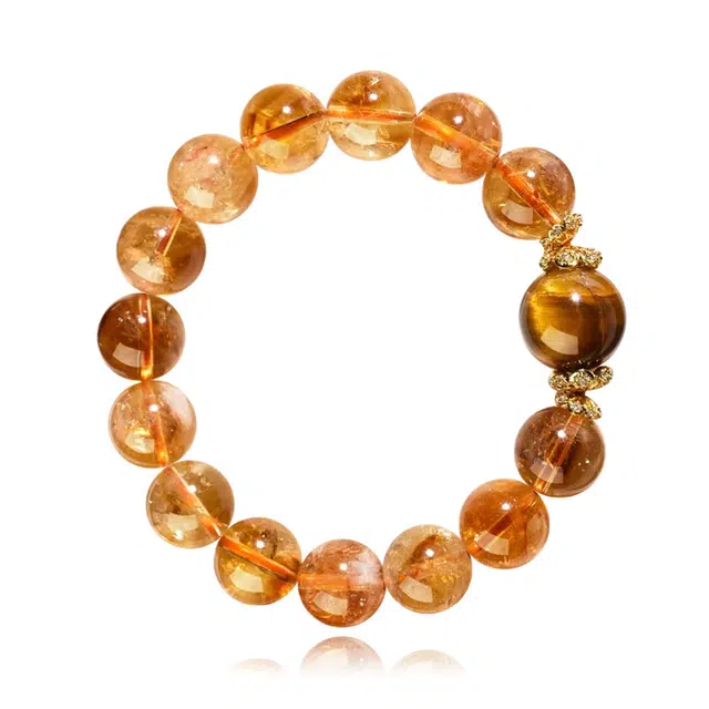 【财源滚滚】 谧月珠宝 高中上岸锦鲤转运珠 五行招财串珠暴富好运天然 黄水晶 手串 男女同款情侣款