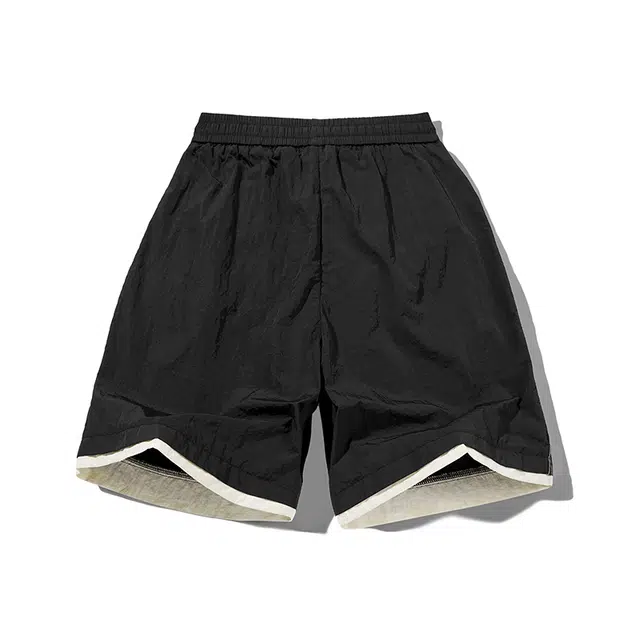 金贝勒 美式复古简约百搭户外撞色多巴胺宽松伞兵冰感速干中腰篮球裤五分休闲短裤 男女同款