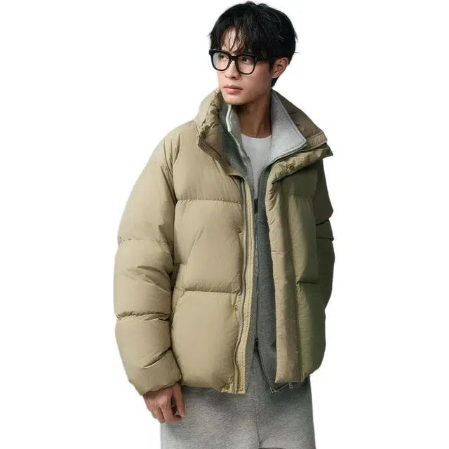 棉先生 加厚立领短款纯色收口袖羽绒服 男款