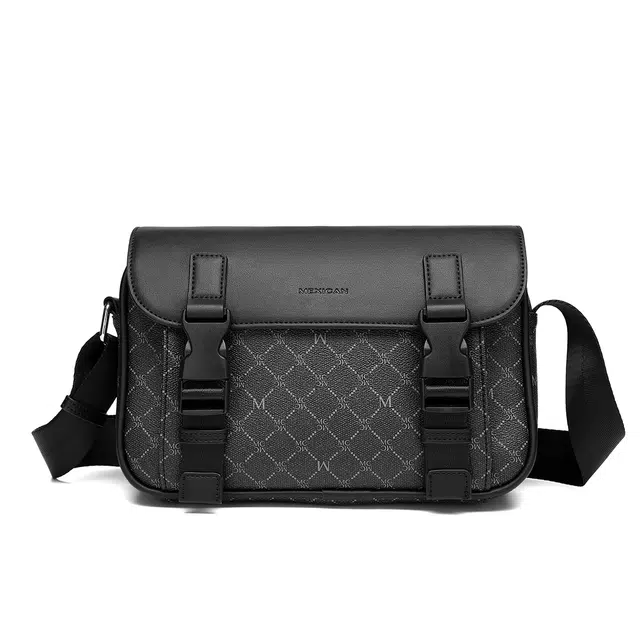 稻草人 复古老花简约商务通勤 合成革 单肩斜挎包 男款 深灰色