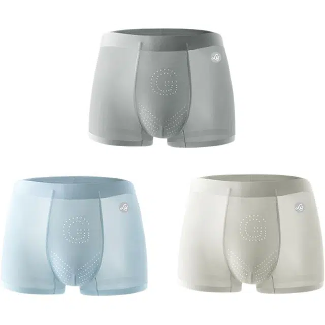 潞优野 冰丝网孔透气无痕夏季平角大码内裤 男款