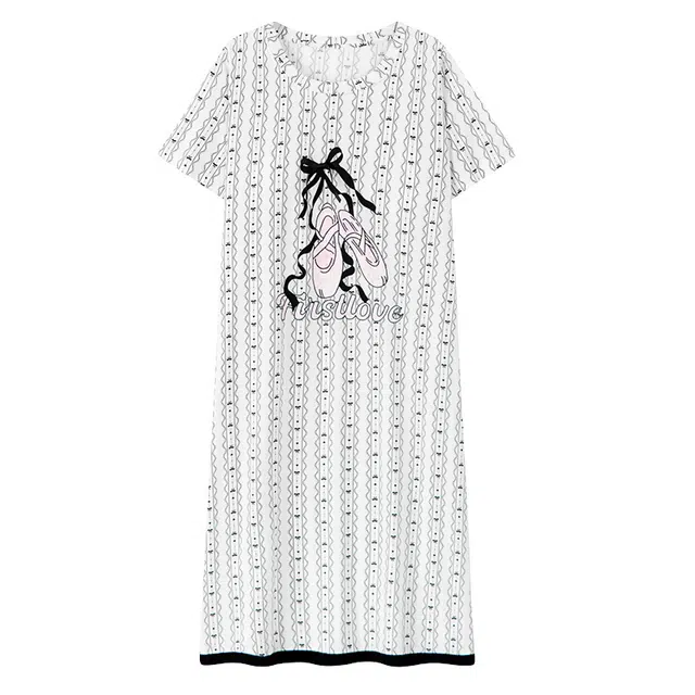 俏佳人 带胸垫可外穿垂感柔软亲肤休闲舒适透气短袖睡裙 女款