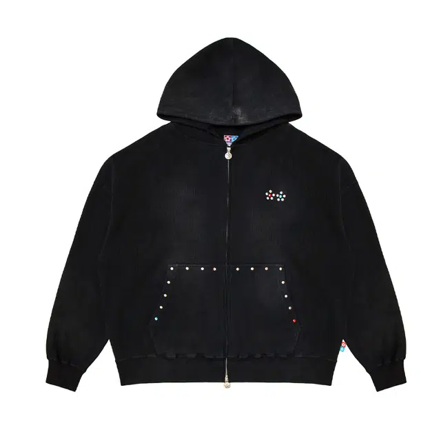 Vandy The Pink Studded Thermal Zip Up Hoodie