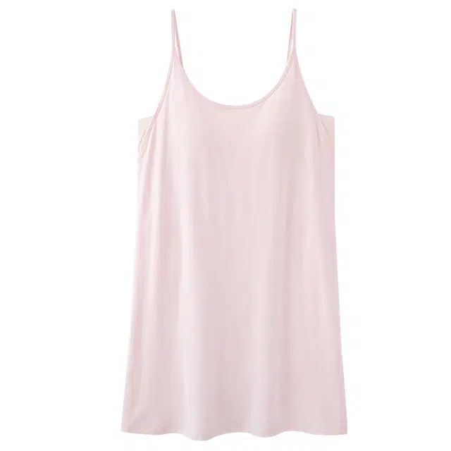 俏佳人 纯色基础带胸垫垂感柔软吊带背心亲肤休闲可外穿家居舒适透气睡裙 女款