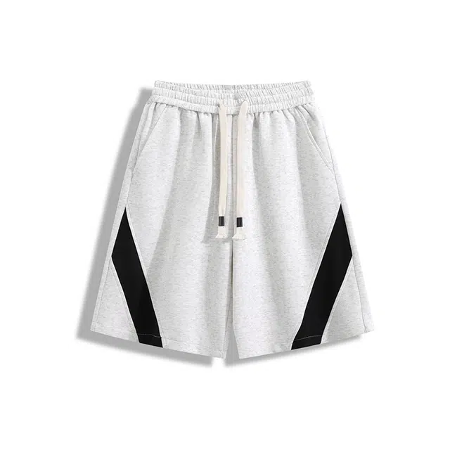 欧路得 美式撞色拼接夏季重磅潮牌运动五分裤子宽松阔腿中裤休闲短裤 男款