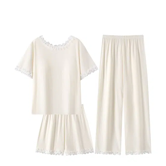 俏韵 圆领简约舒适时尚百搭休闲可外穿夏季睡衣套装 女款