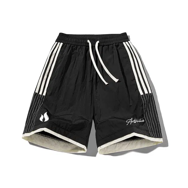 金贝勒 美式复古简约百搭户外撞色多巴胺宽松伞兵冰感速干中腰篮球裤五分休闲短裤 男女同款