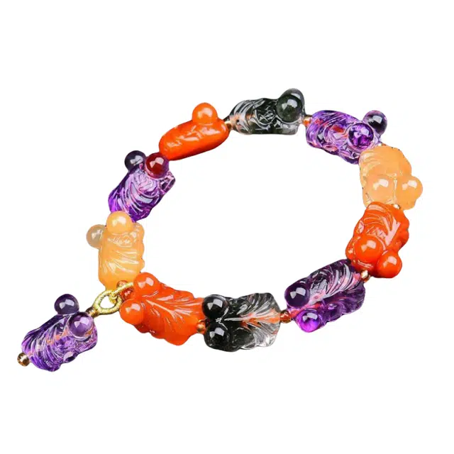 灵运宝 【师傅已加能量】#转运招财多宝福鱼金鱼富贵有余连年有余金玉满堂重晶体干净磁场能量强天然 紫水晶 手串 男女同款情侣款