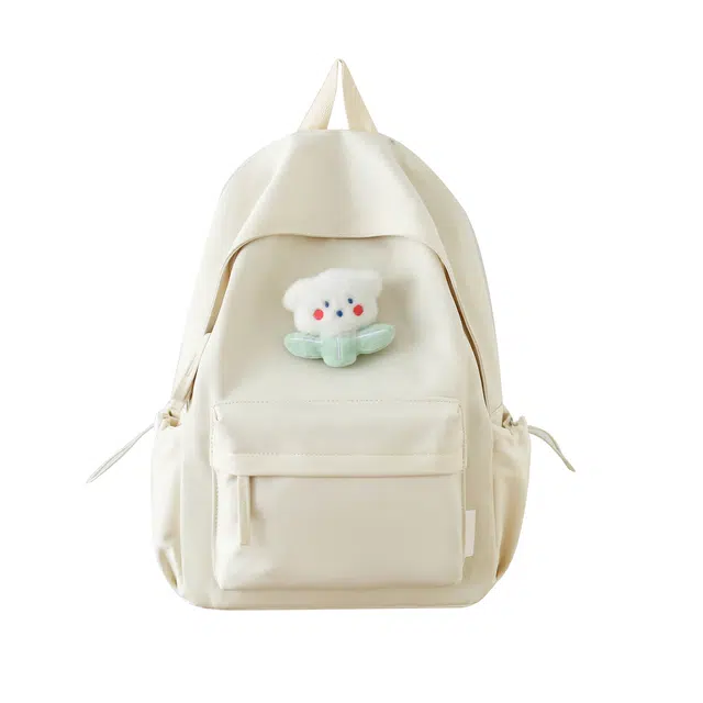 單倉 日系极简风纯色简约通勤百搭 尼龙 双肩包 常规 女款 多色