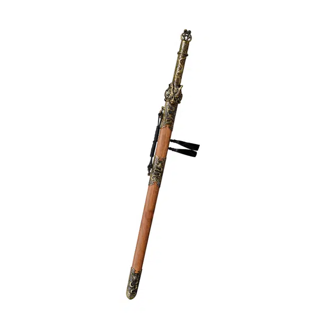 天子剑 飞龙剑 高锰钢剑身合金雕刻装饰龙凤檀木鞘宝剑兵器摆件未开刃 成品模型