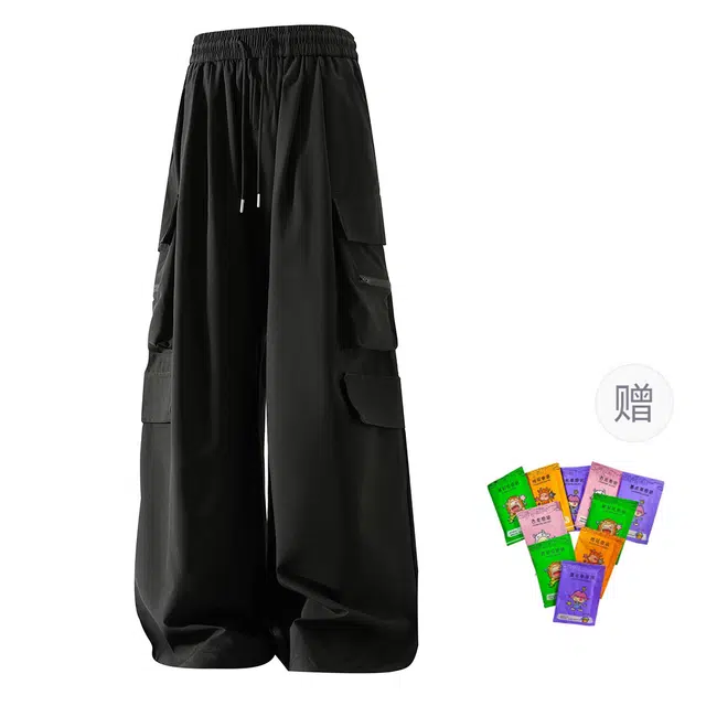 梓润格 美式复古时尚潮流简约小个子显高版老钱风松弛感微弹不皱无性别主义设计感氛围感透气百搭经典防水拉链多口袋裤子休闲裤 男女同款