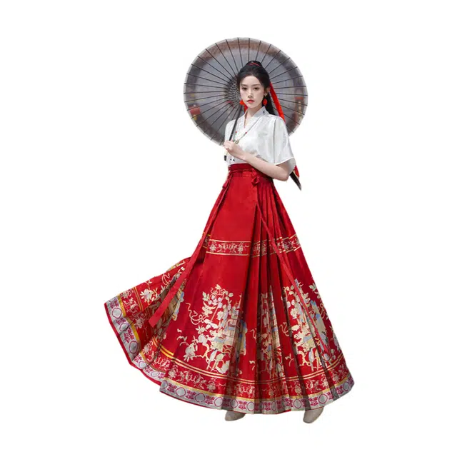 荟萃阁 新中式国风斜襟提花女上衣一片式妆花织金刺绣马面裙裙装套装 女款