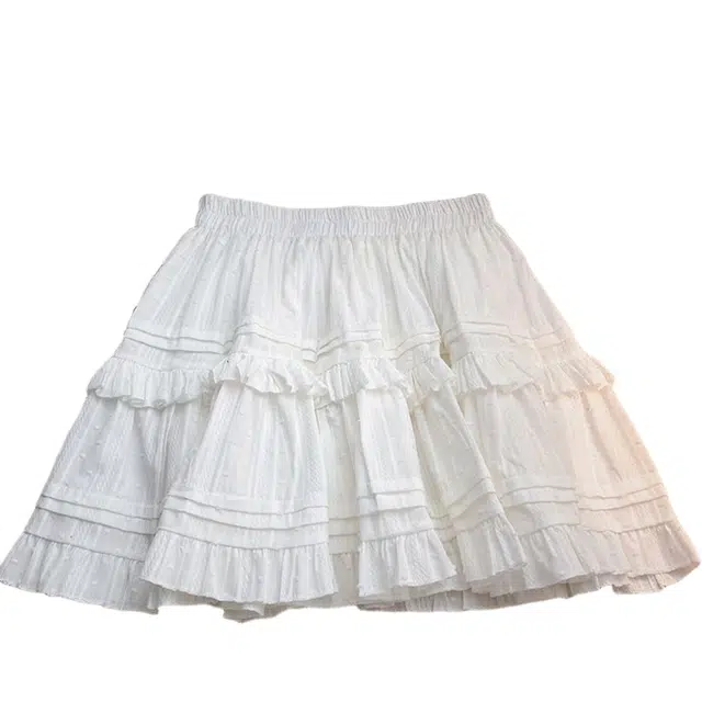 木清清 甜美荷叶边夏季韩版显瘦百搭松紧高腰防走光半身裙休闲短裙 女款