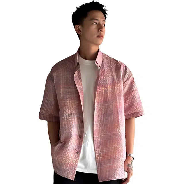 单爵 泡泡纱宽松廊形设计感小众外套短袖衬衫 男女同款