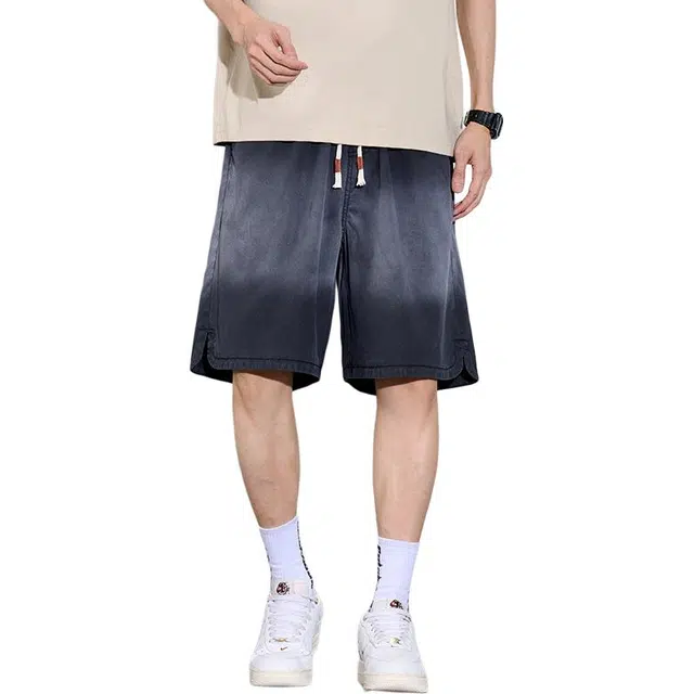 协协乐 渐变高街风薄款美式潮牌渐变休闲五分裤莱赛尔外穿凉感透气中裤牛仔短裤 男款