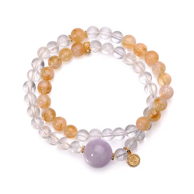 【喜乐灵隐上上签】 喜宝春花 财运亨通黄塔晶转运珠女友白幽灵本命年佛珠小众佛珠双圈叠戴百搭#好运天然 黄水晶 手串 男女同款情侣款