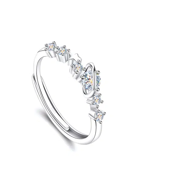 【S999银 免费刻字】 色菲尔 满糖甜心 轻奢锆石甜美少女感小众高级感设计 日常通勤开口可调节对戒 足银 戒指 男女同款情侣款