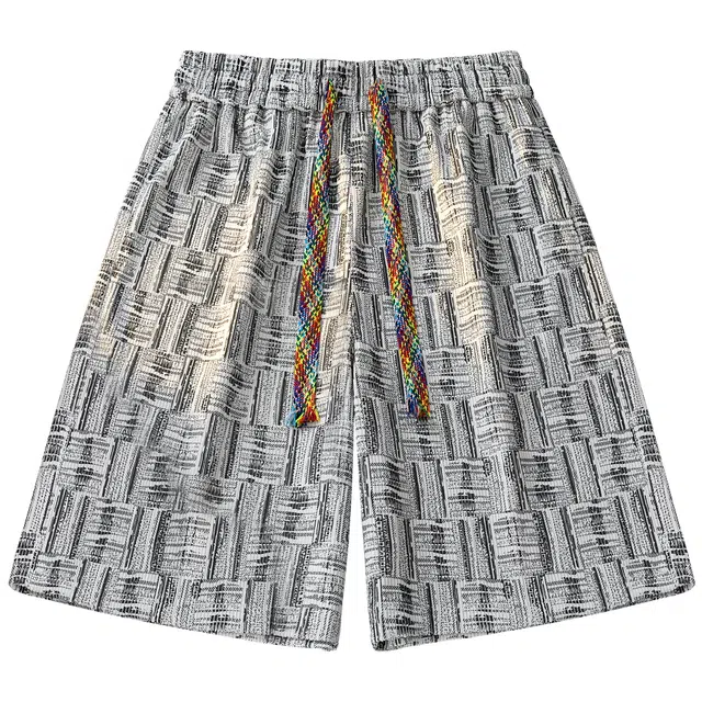 稻草人 满印中腰系带透气百搭宽松休闲短裤 男女同款