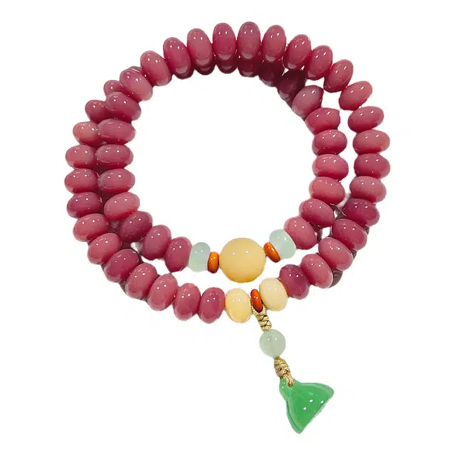 舞依翡 胭脂红双圈算盘珠文玩佛珠 菩提子/菩提籽 手串 女款