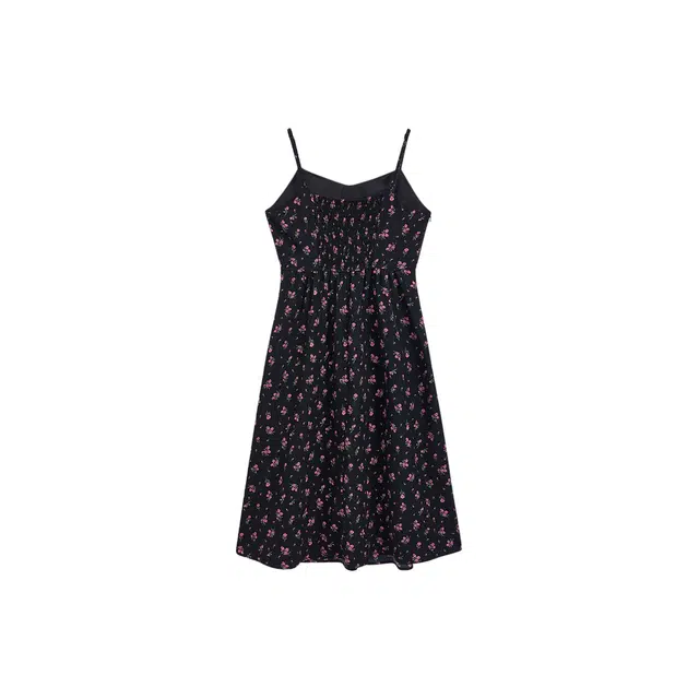 敲模女孩 法式纯欲风碎花收腰气质度假风吊带连衣裙 女款