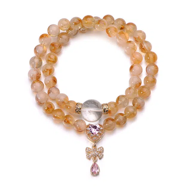 【真爱至上灵隐上上签】 喜宝春花 暴富黄塔晶佛珠转运珠正缘桃花国风女友新增蝴蝶结清冷高级感百搭#好运天然 黄水晶 手串 男女同款情侣款