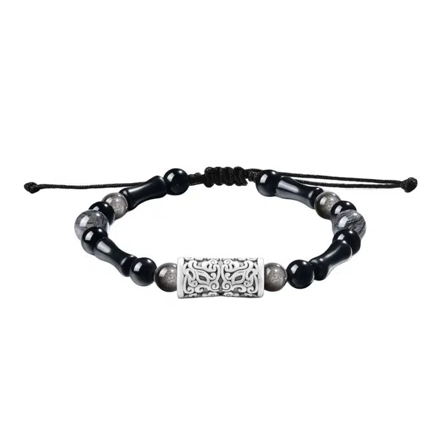 月岚 新中式麒麟竹节上岸事业有成 时来运转 国潮 小众设计 黑曜石 手绳 男女同款情侣款