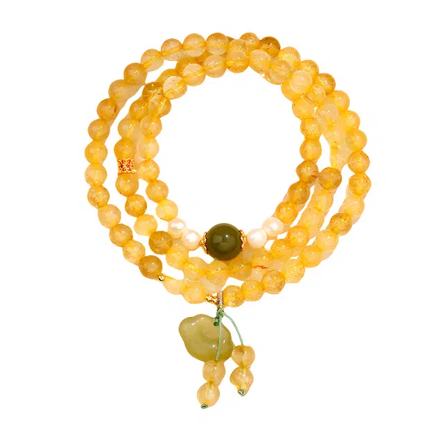 子婳 多层叠戴 招财转运合成/人造 黄水晶 手串 女款