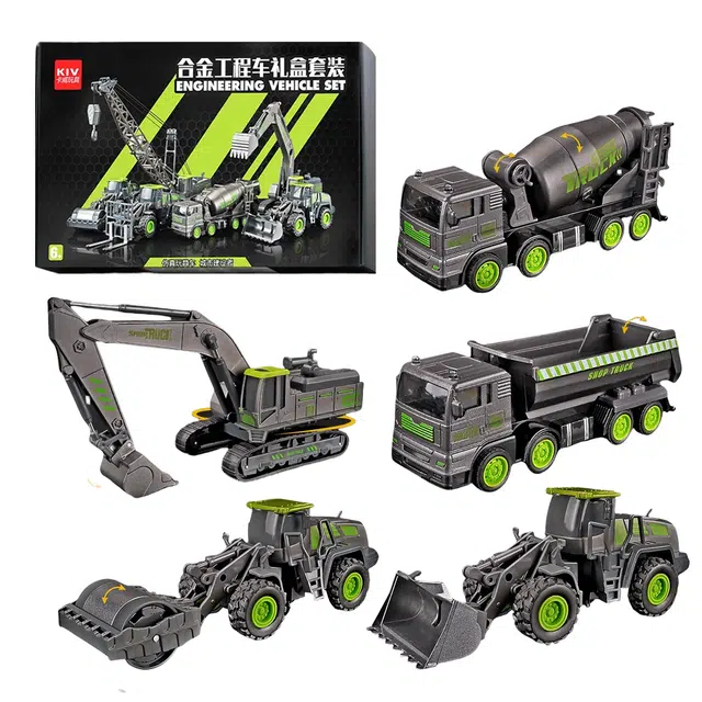 卡威 工程车礼盒 合金挖掘机吊车玩具 成品模型