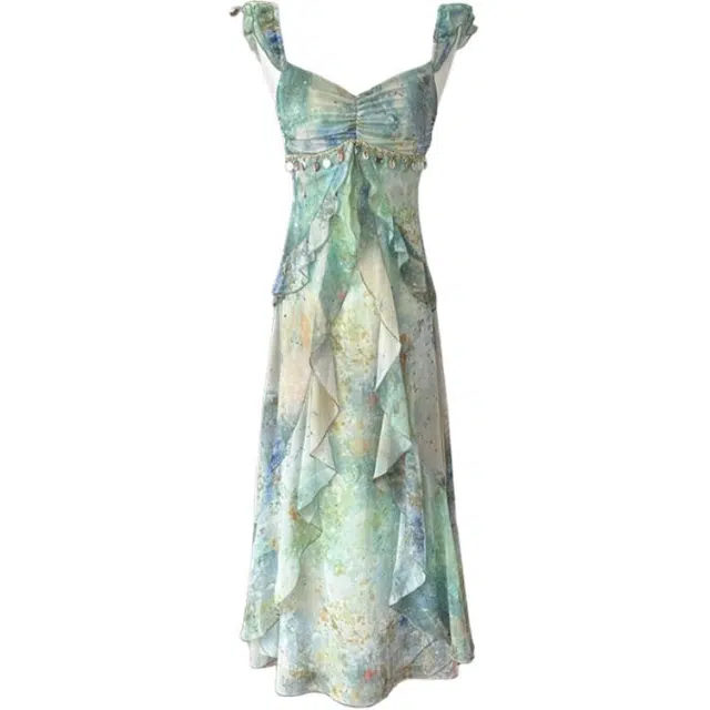 沐晓欣 舒适时尚修身显瘦裙子仙女裙无袖连衣裙 女款