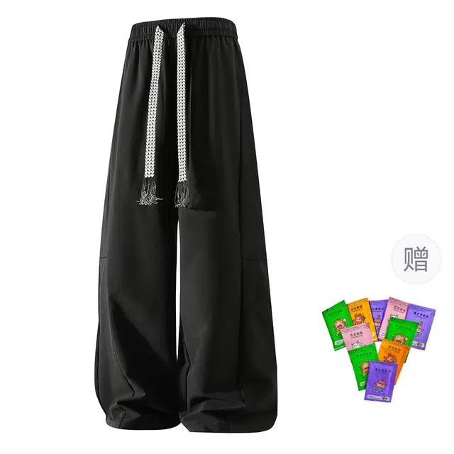 梓润格 夏季美式复古潮流简约宽松小个子显高版老钱风松弛感无性别主义嘻哈风设计感氛围感透气百搭酷飒帅气炸街经典裤子休闲裤 男女同款