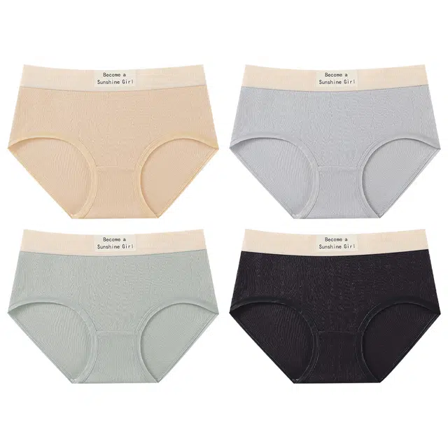 莫代尔 透气舒适柔云感亲肤不卡档防夹臀内裤无痕不磨腿中腰高弹三角内裤清新淡雅简约短裤 女款