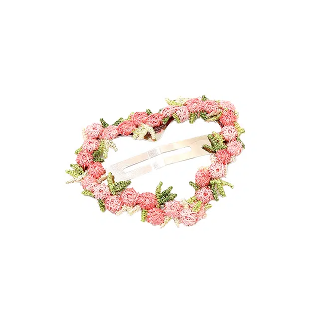 如花梦 粉色爱心花朵高级感后脑勺盘发鲨鱼 亚克力 发夹 女款