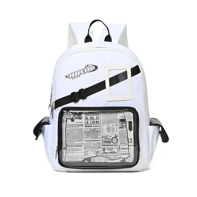 泰格奴 小清新高颜值精美潮韩版 尼龙布 双肩包 常规 男女同款情侣款 白色/黑色/桔色