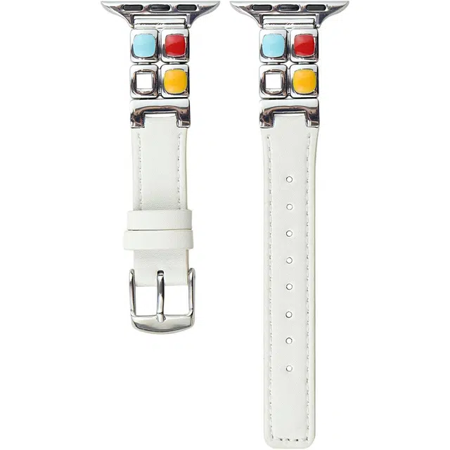 老佳 苹果适用 手表表带 皮质材质 眼影盘接头拼皮表带男女通用