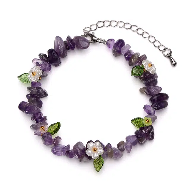 【正缘桃花灵隐上上签】 喜宝春花 碎冰冰一眼心动国风纳福新中式平安喜乐转运珠本命年百搭#好运天然 紫水晶 手串 男女同款情侣款