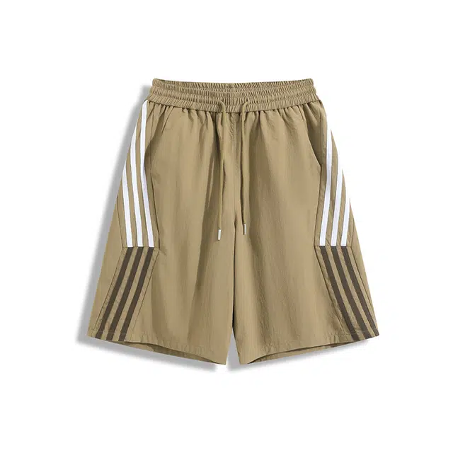 欧路得 美式撞色条纹运动夏季薄款宽松中裤潮牌简约百搭五分裤休闲短裤 男款